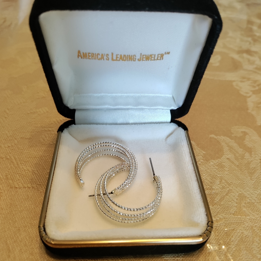Silver Triple Hoop Earrings